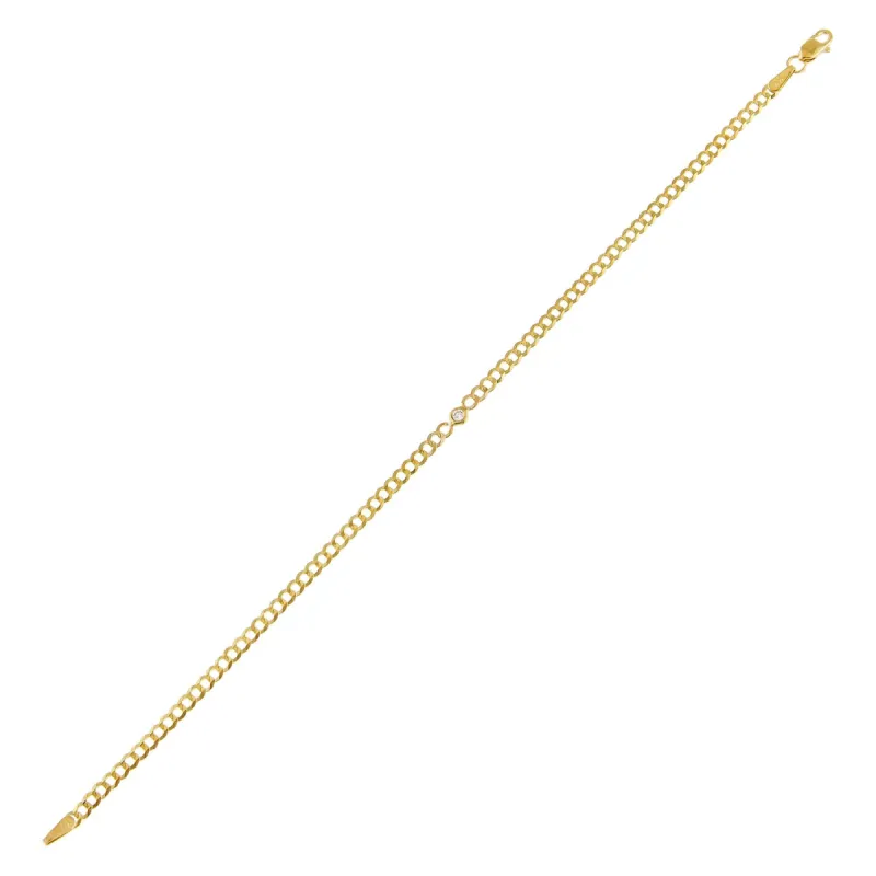 Diamond Bezel Cuban Bracelet 14K sold by Adina Eden's
