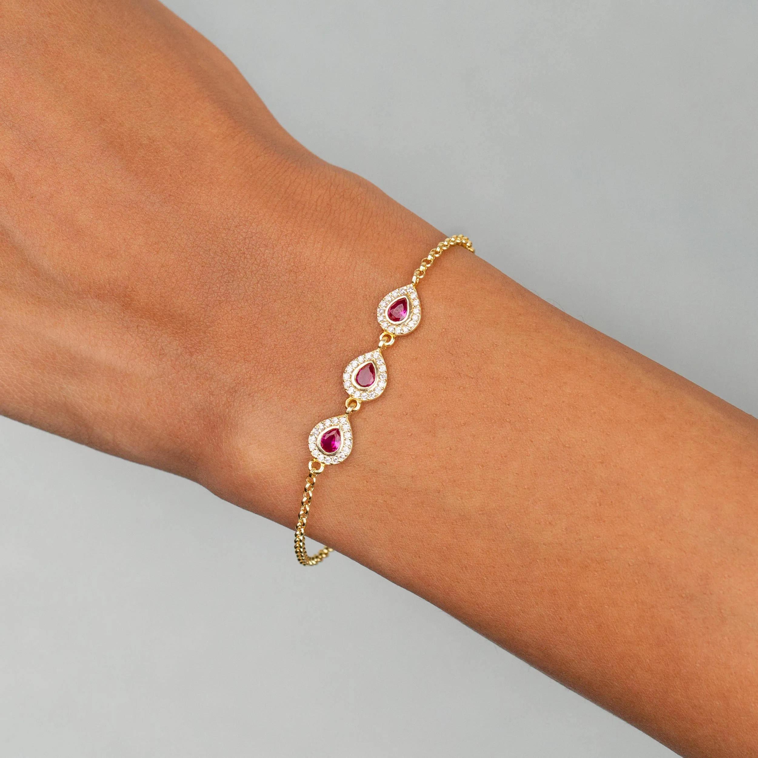 CZ Colored Illusion Teardrop Bracelet sold by Adina Eden's product image thumbnail 2