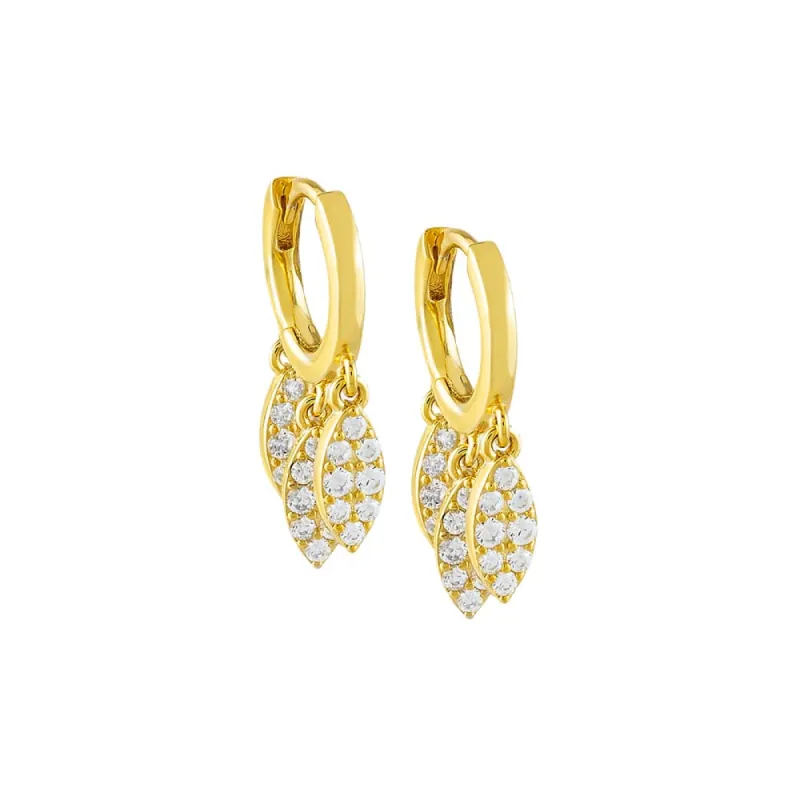 Dangling CZ Leaf Huggie Earring sold by Adina Eden's
