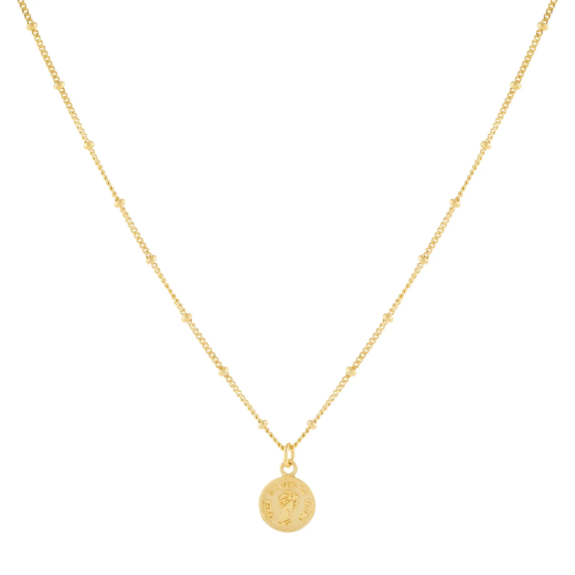 Tiny Coin Beaded Chain Necklace sold by Adina Eden's