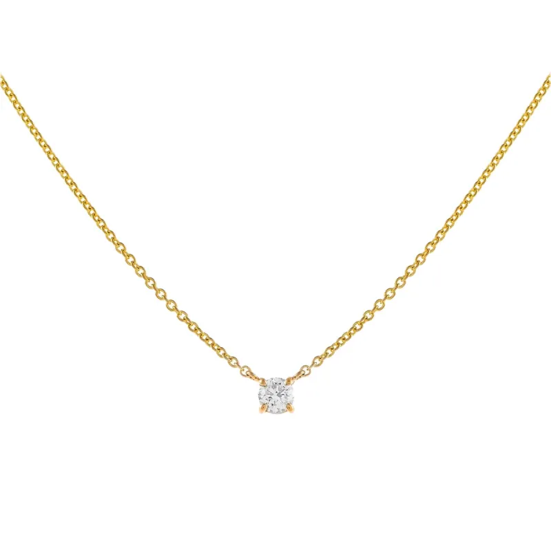 Diamond Tiny Solitaire Necklace 14K sold by Adina Eden's