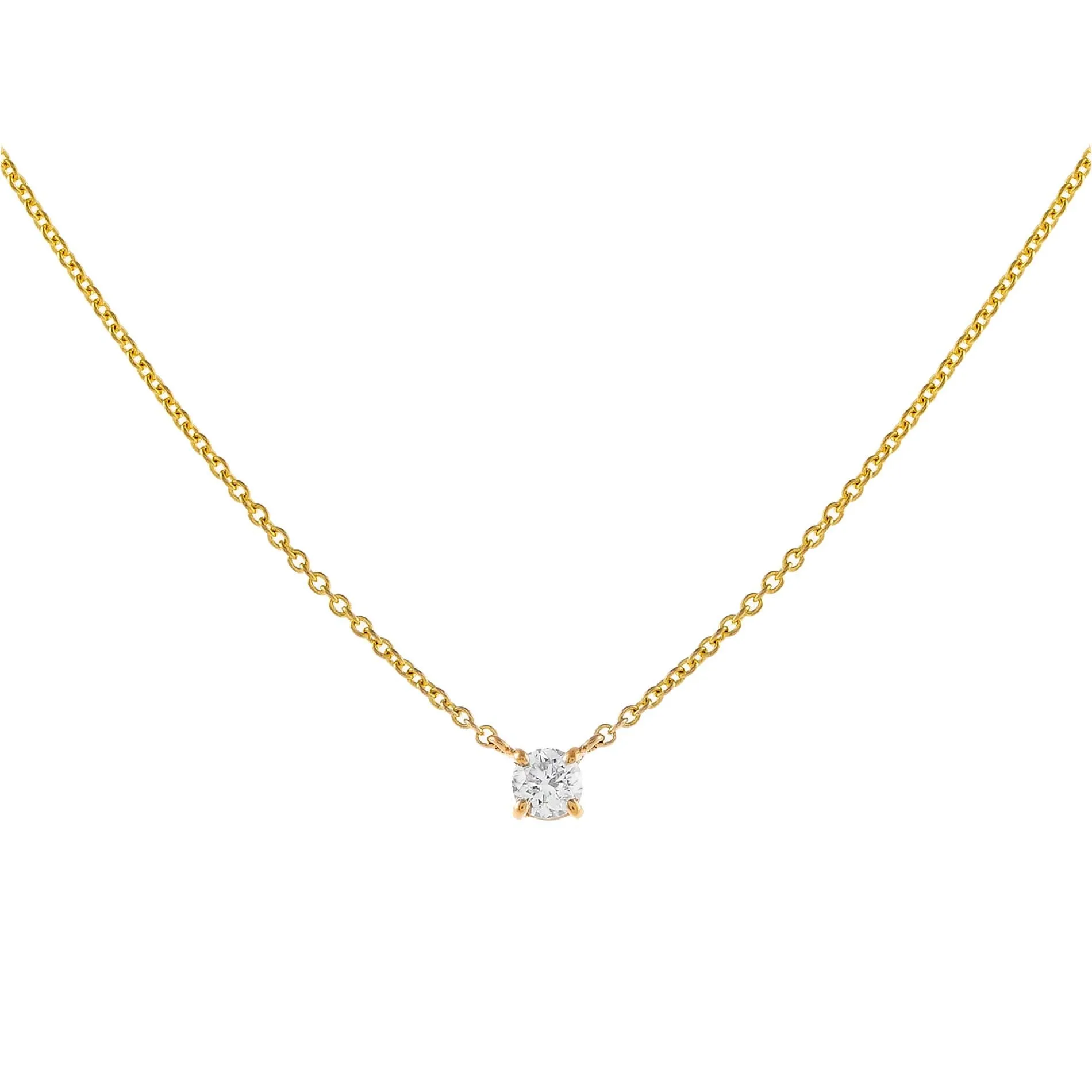 Diamond Tiny Solitaire Necklace 14K sold by Adina Eden's