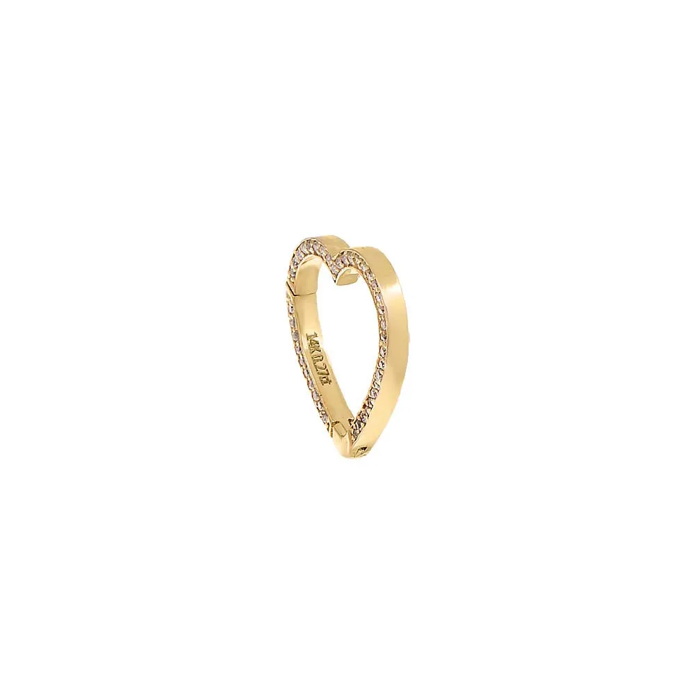 Large Diamond Pave Heart Charm Connector Clasp 14K sold by Adina Eden's product image thumbnail 3