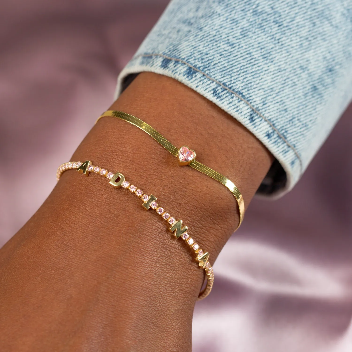 Heart x Herringbone Bracelet sold by Adina Eden's product image thumbnail 2