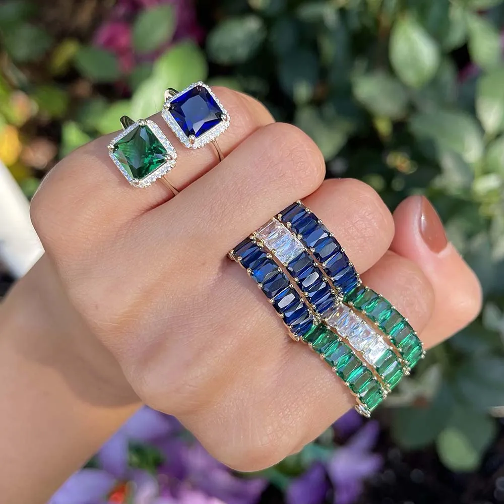 CZ Colored Illusion Square Adjustable Ring sold by Adina Eden's product image thumbnail 3