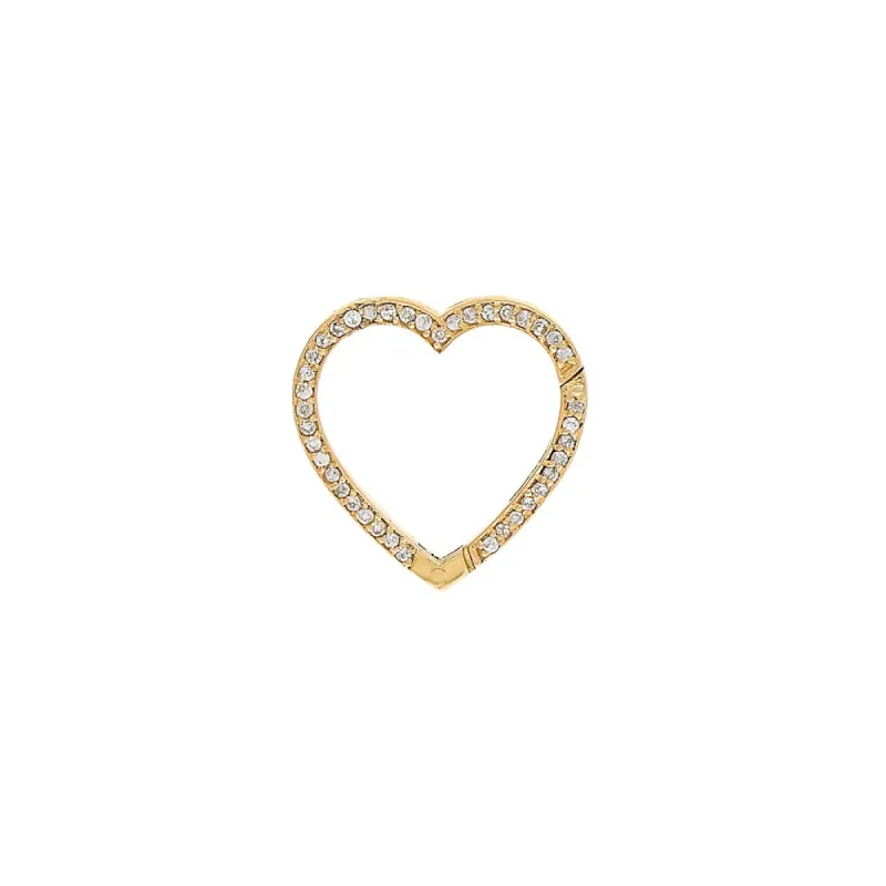 Large Diamond Pave Heart Charm Connector Clasp 14K sold by Adina Eden's