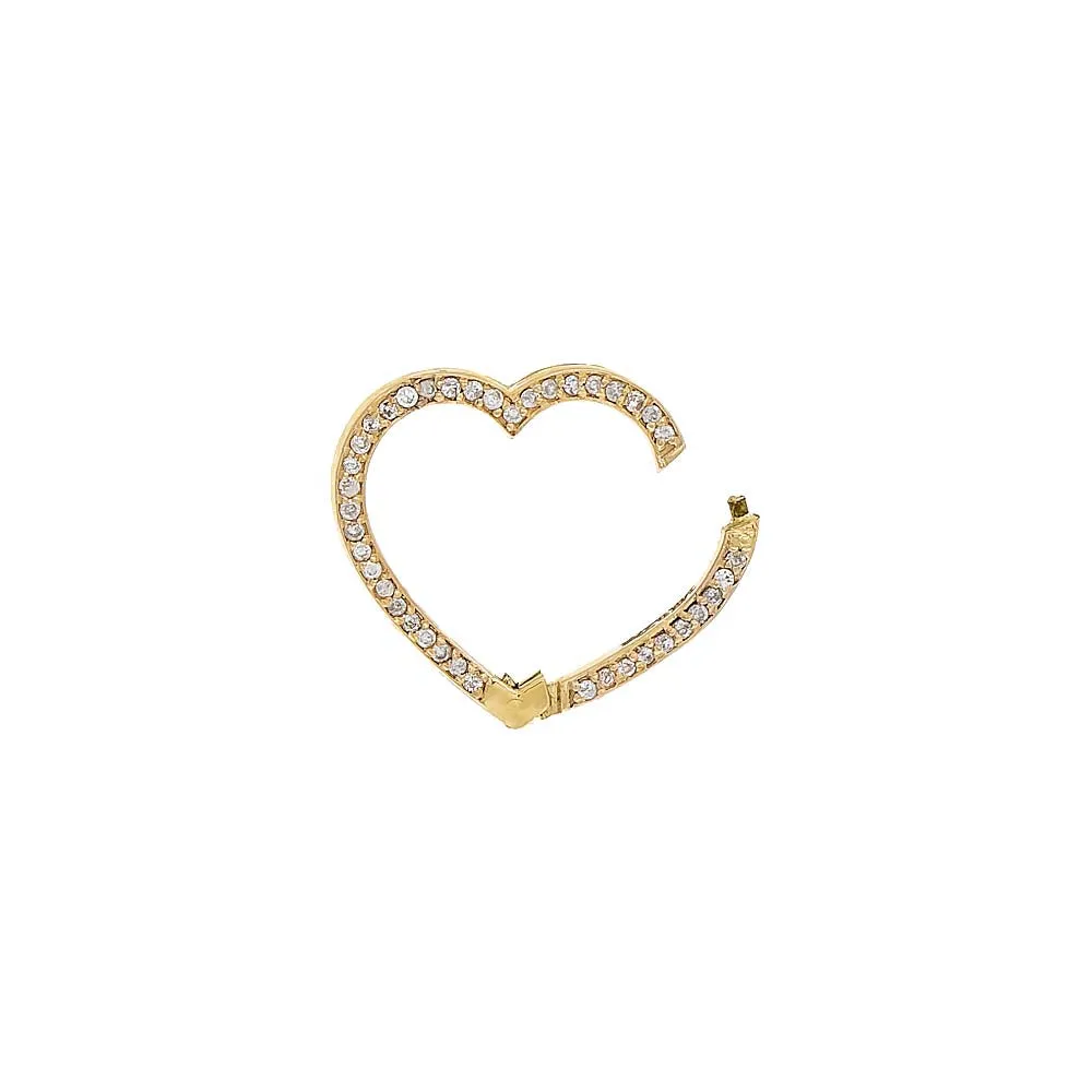 Large Diamond Pave Heart Charm Connector Clasp 14K sold by Adina Eden's product image thumbnail 2