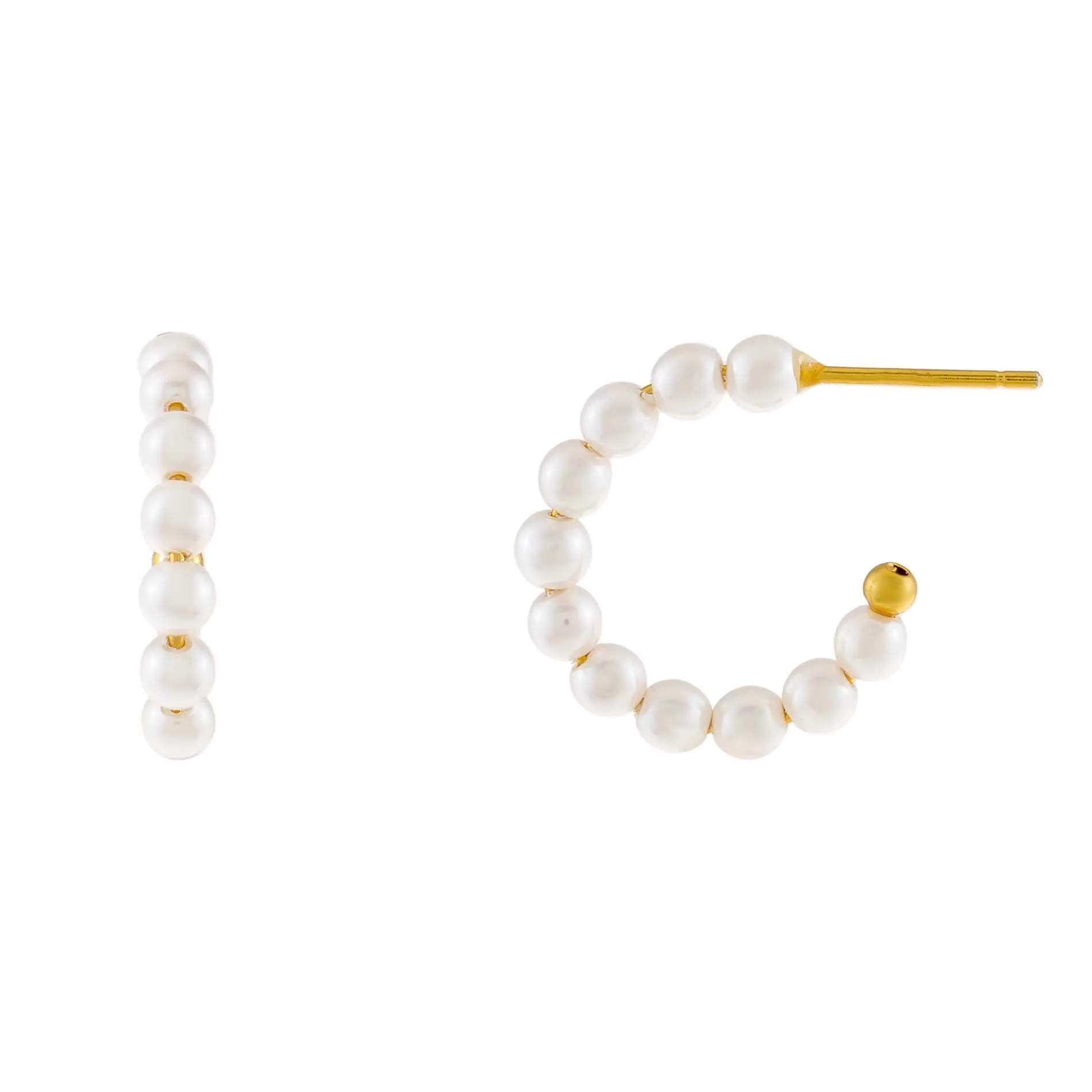 Tiny Pearl Hoop Earring sold by Adina Eden's