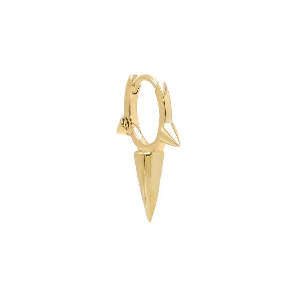 Solid Elongated Triple Spike Huggie Earring 14K sold by Adina Eden's product image thumbnail 3
