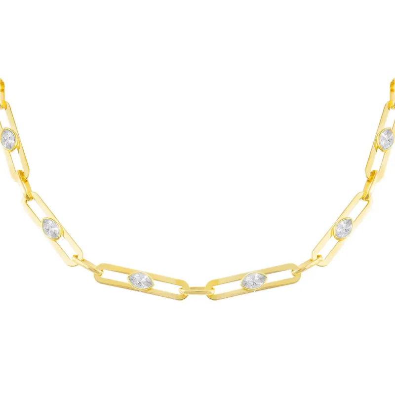 CZ Colored Oval Link Choker sold by Adina Eden's