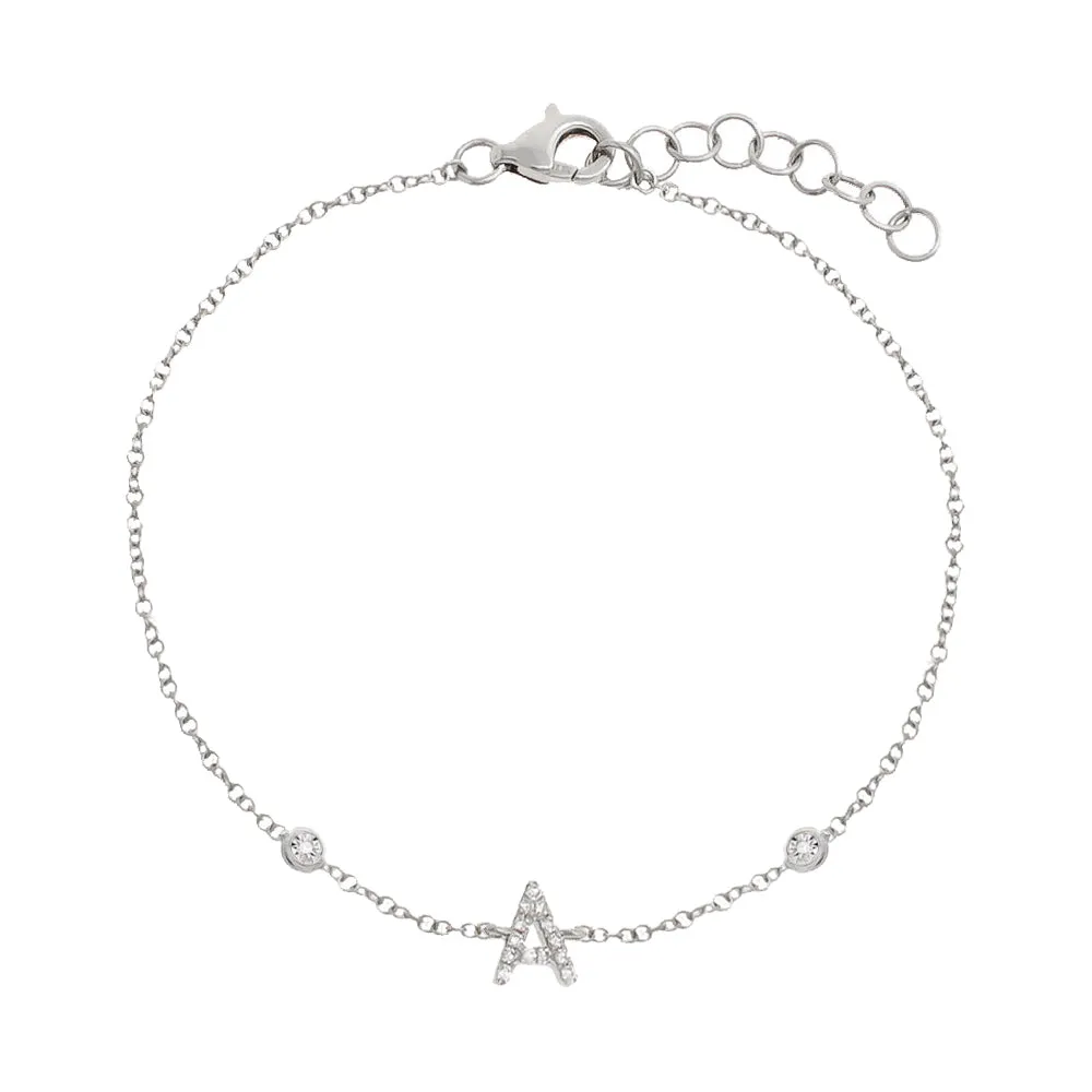 Diamond Initial Double Bezel Bracelet 14K sold by Adina Eden's product image thumbnail 2