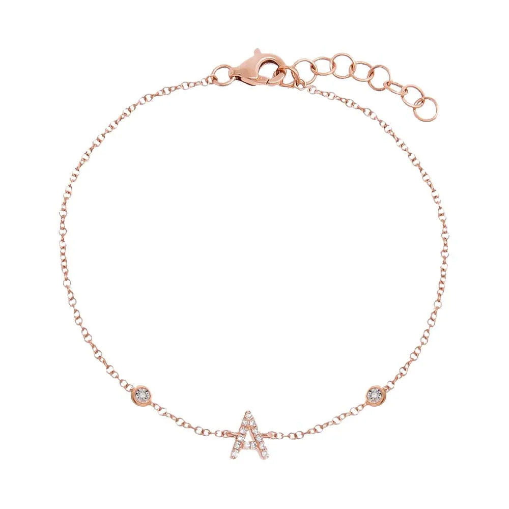 Diamond Initial Double Bezel Bracelet 14K sold by Adina Eden's product image thumbnail 3