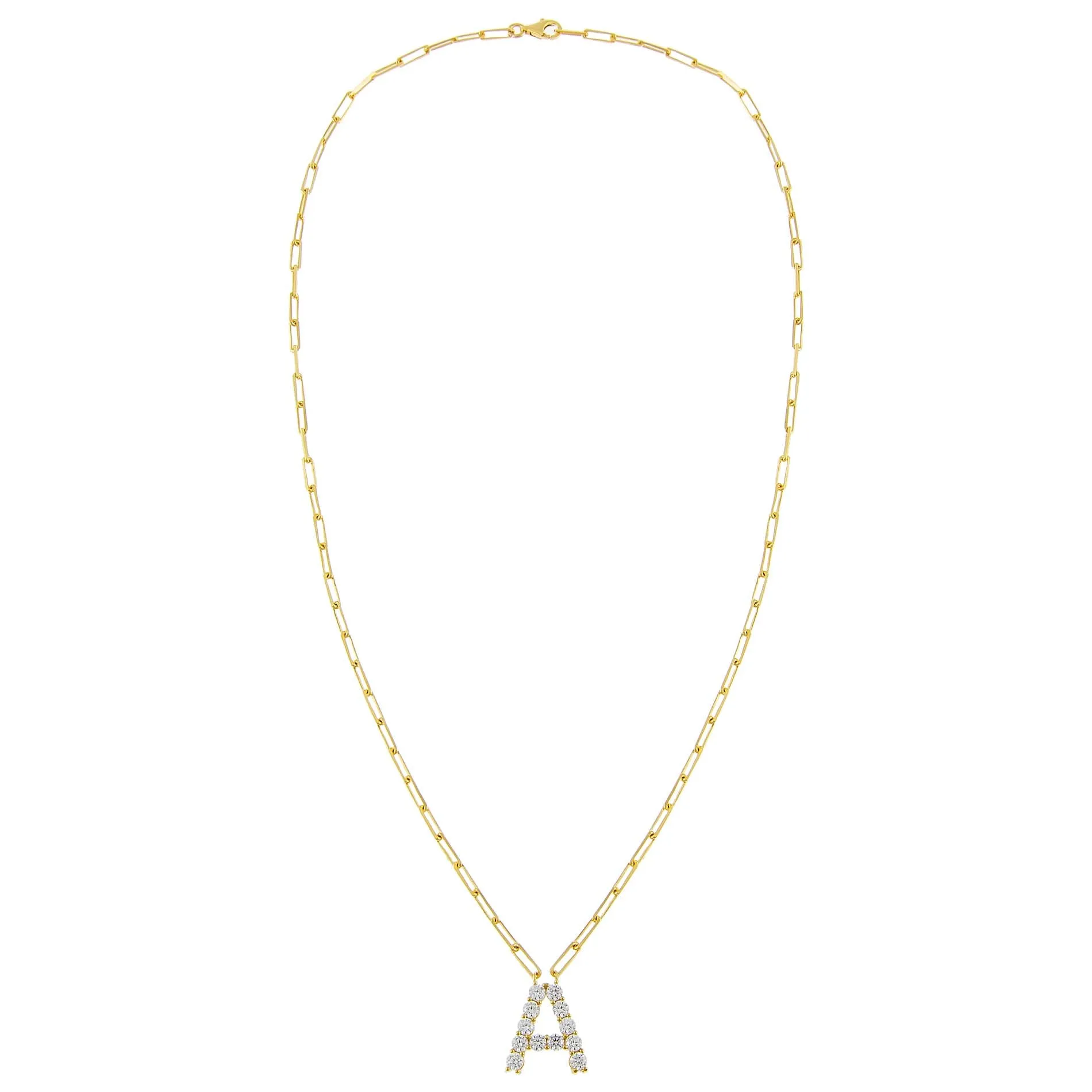 Large CZ Uppercase Initial Link Necklace sold by Adina Eden's product image thumbnail 3