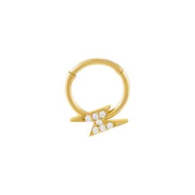 CZ Lightning Cartilage Huggie Earring 14K sold by Adina Eden's