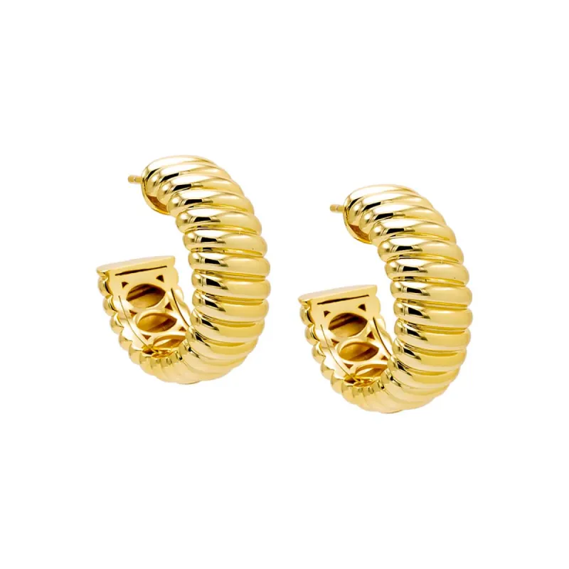 Solid Ridged Open Hoop Earring sold by Adina Eden's