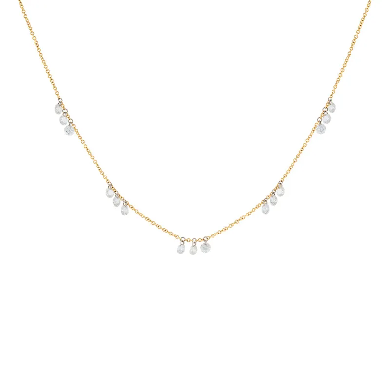 Floating Diamond Scattered Necklace 18K sold by Adina Eden's