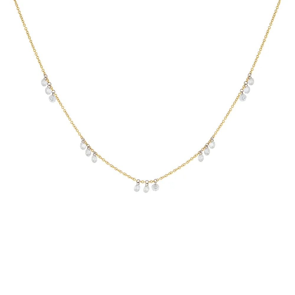 Floating Diamond Scattered Necklace 18K sold by Adina Eden's