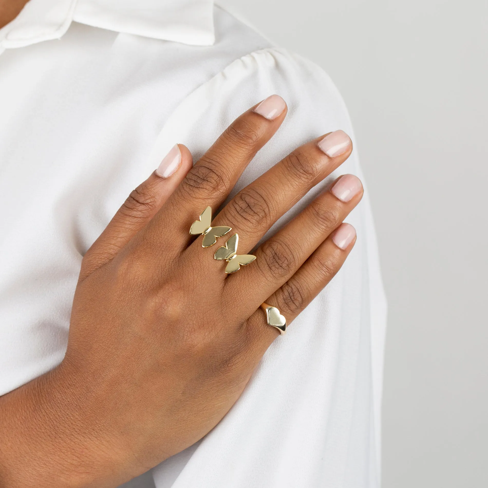 Solid Double Butterfly Ring sold by Adina Eden's product image thumbnail 2