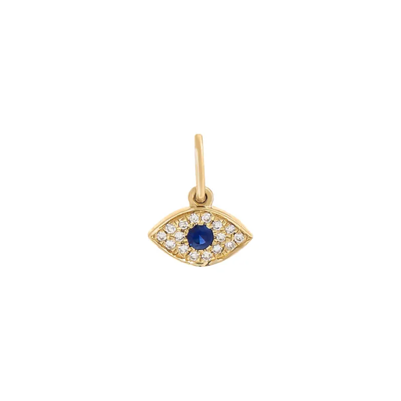 Mini Diamond Evil Eye Necklace Charm 14K sold by Adina Eden's