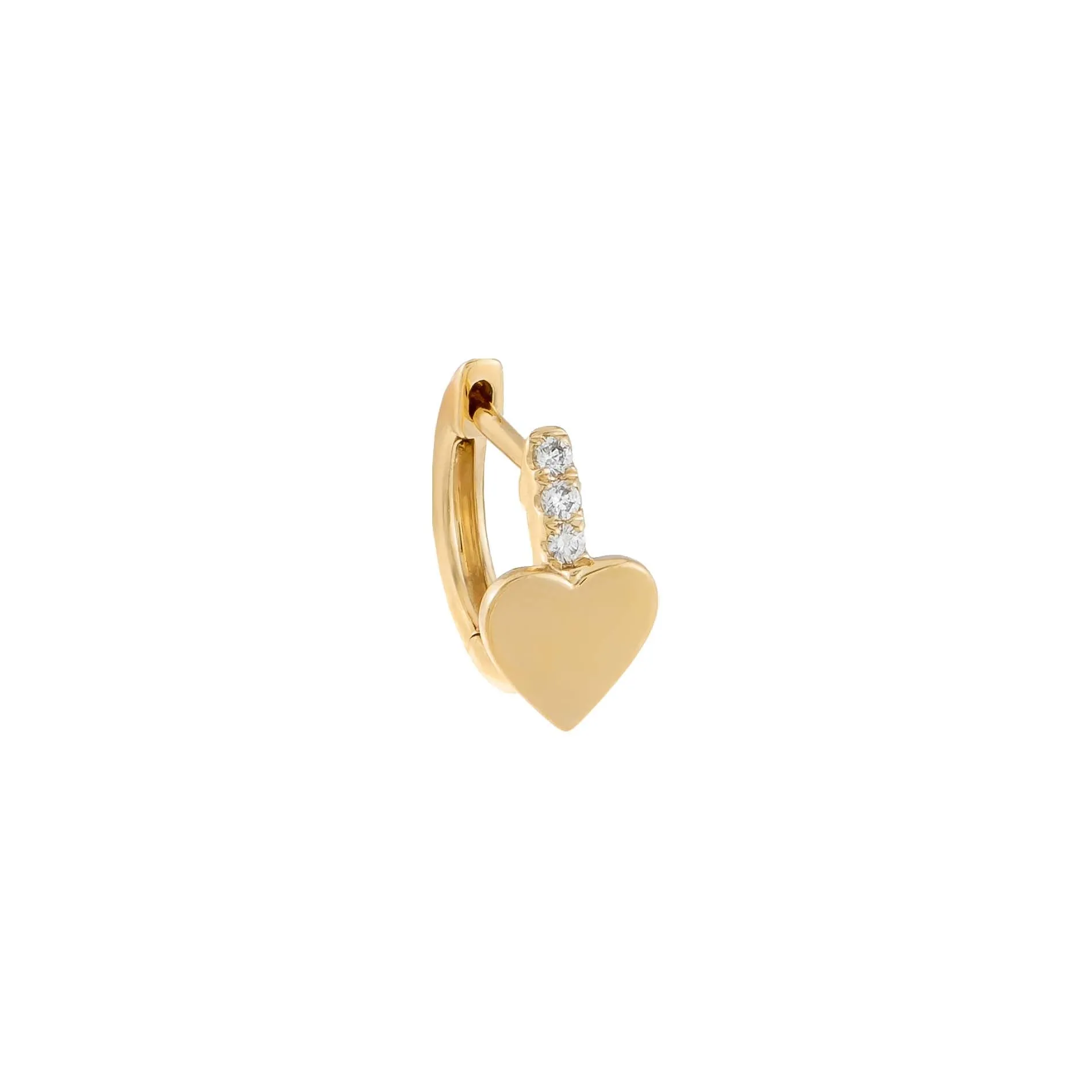 Diamond X Solid Heart Huggie Earring 14K sold by Adina Eden's