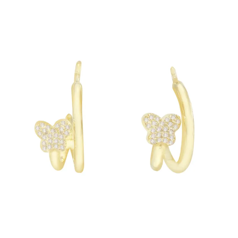 Pavé Mini Butterfly Hoop Earring sold by Adina Eden's