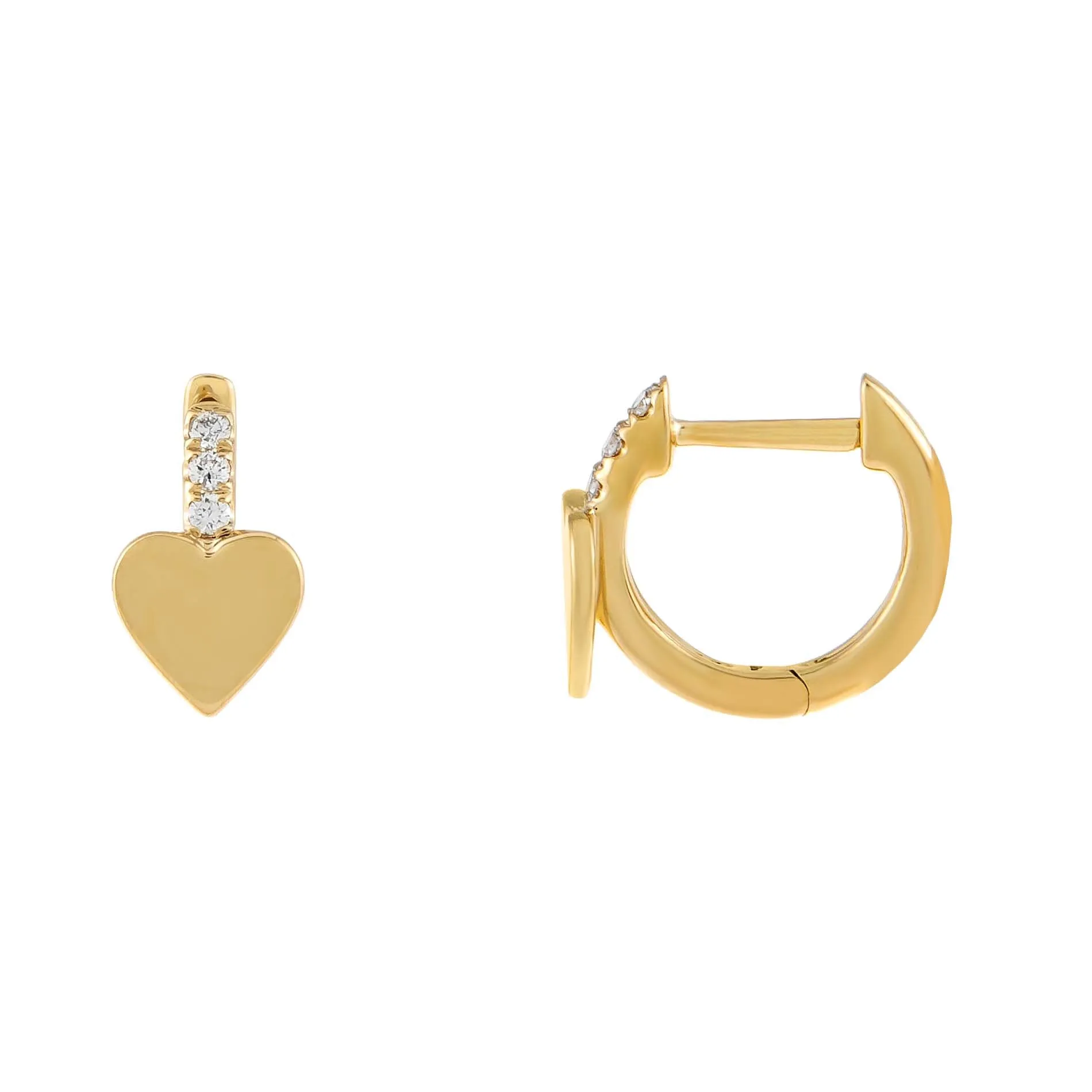 Diamond X Solid Heart Huggie Earring 14K sold by Adina Eden's product image thumbnail 3