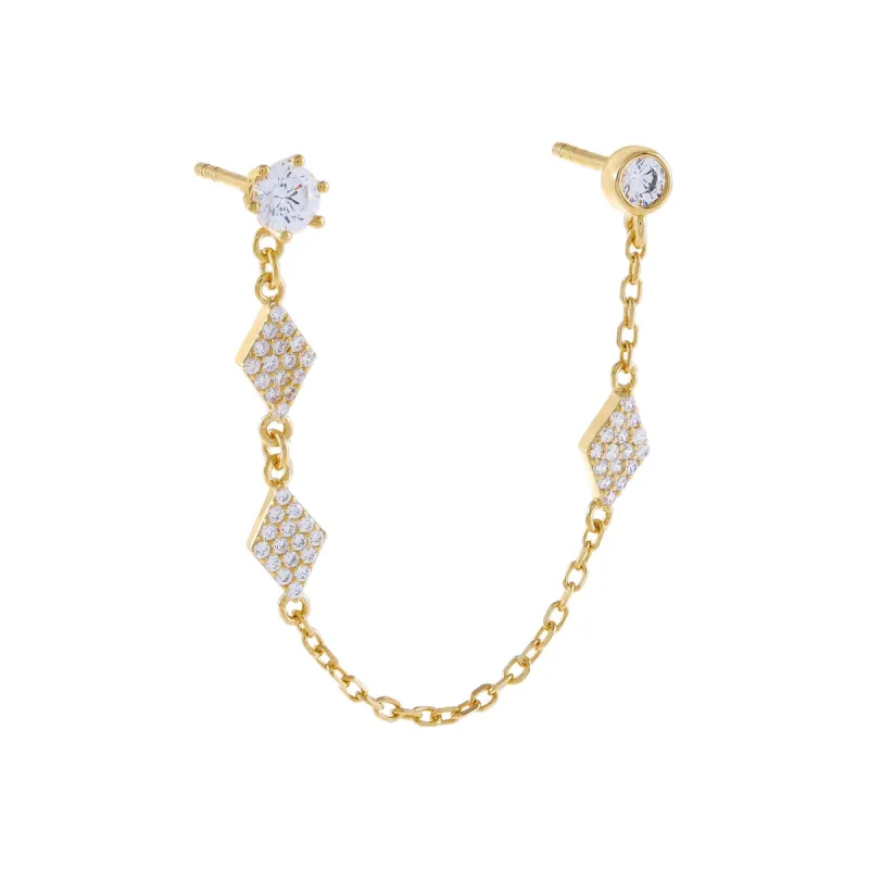 CZ Multi Shape Chain Stud Earring sold by Adina Eden's