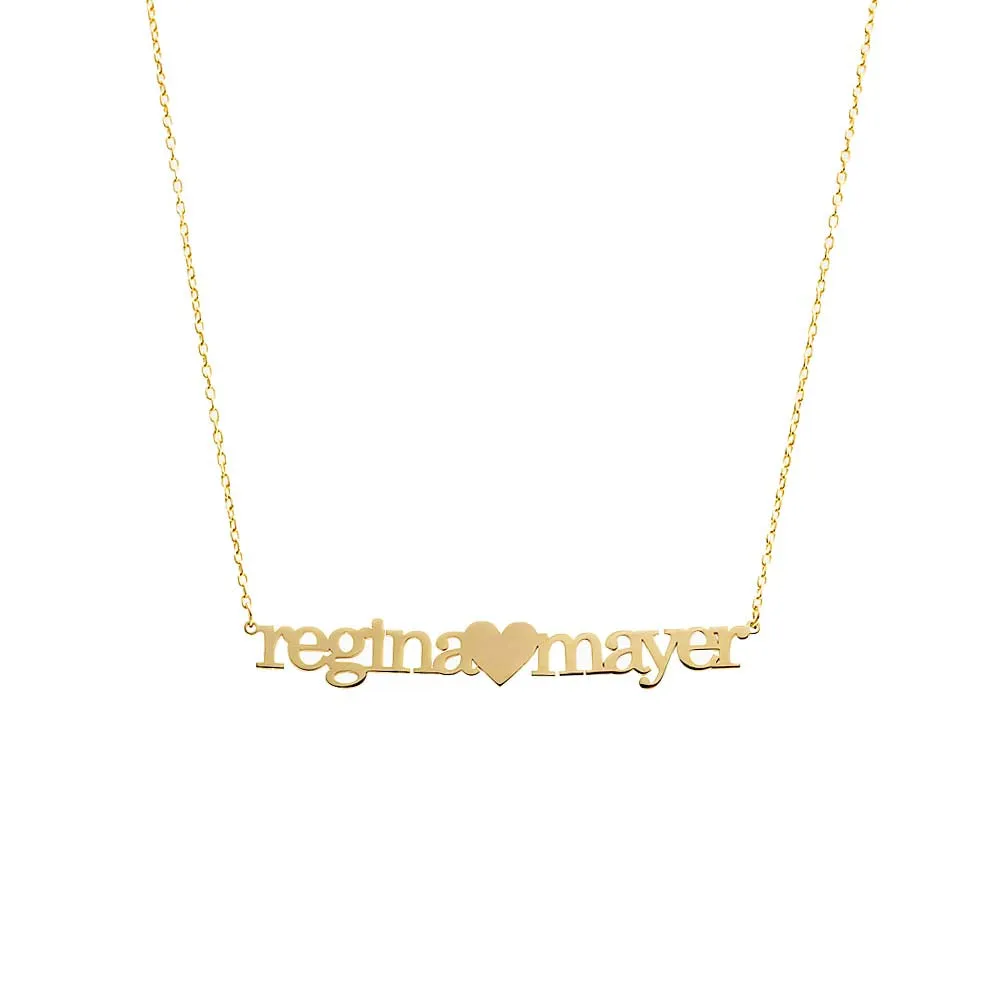 Solid Lowercase Heart Double Name Necklace sold by Adina Eden's