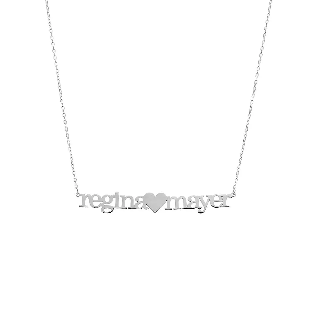 Solid Lowercase Heart Double Name Necklace sold by Adina Eden's product image thumbnail 3