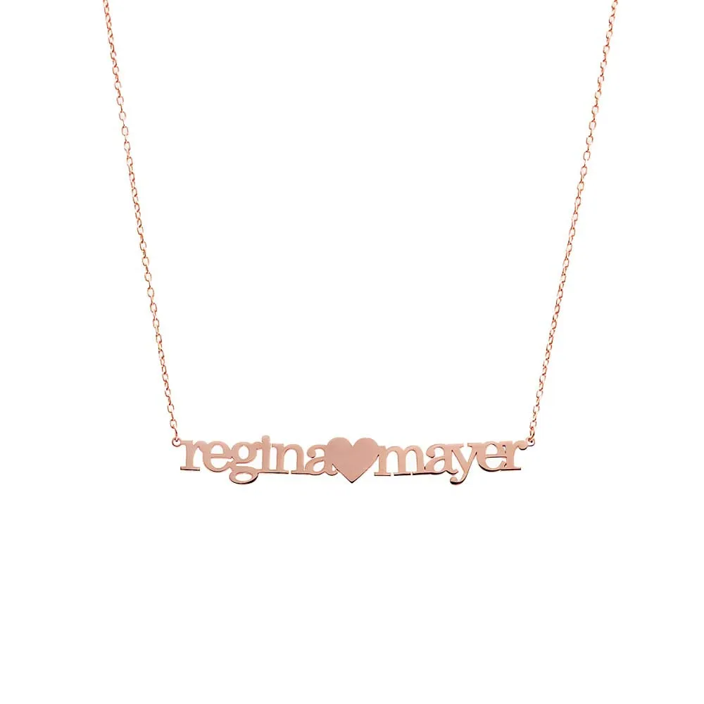 Solid Lowercase Heart Double Name Necklace sold by Adina Eden's product image thumbnail 4