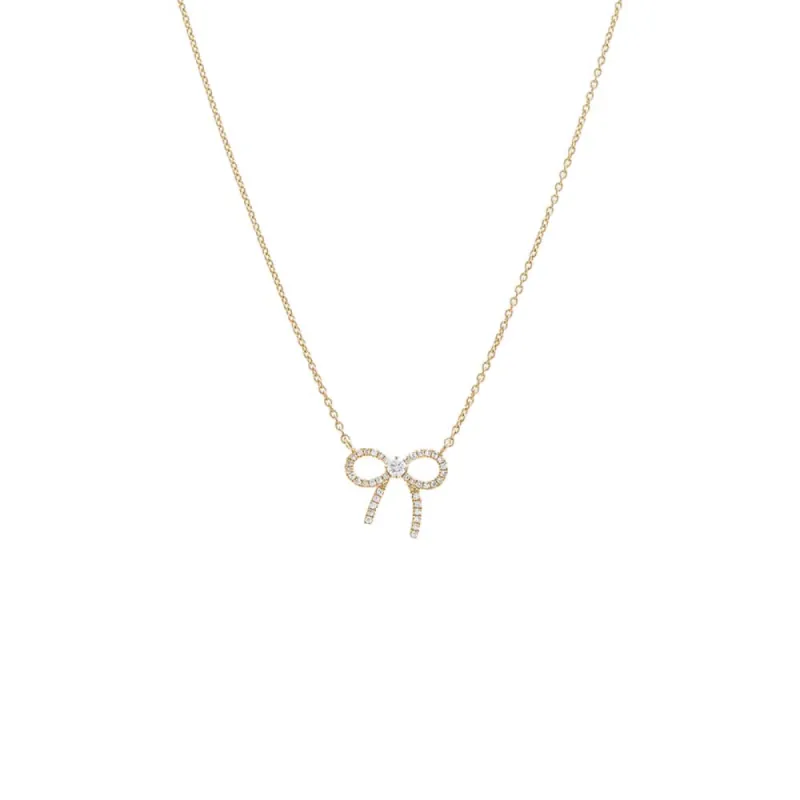 Diamond Bow Tie Pendant Necklace 14K sold by Adina Eden's