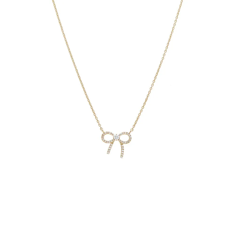 Diamond Bow Tie Pendant Necklace 14K sold by Adina Eden's