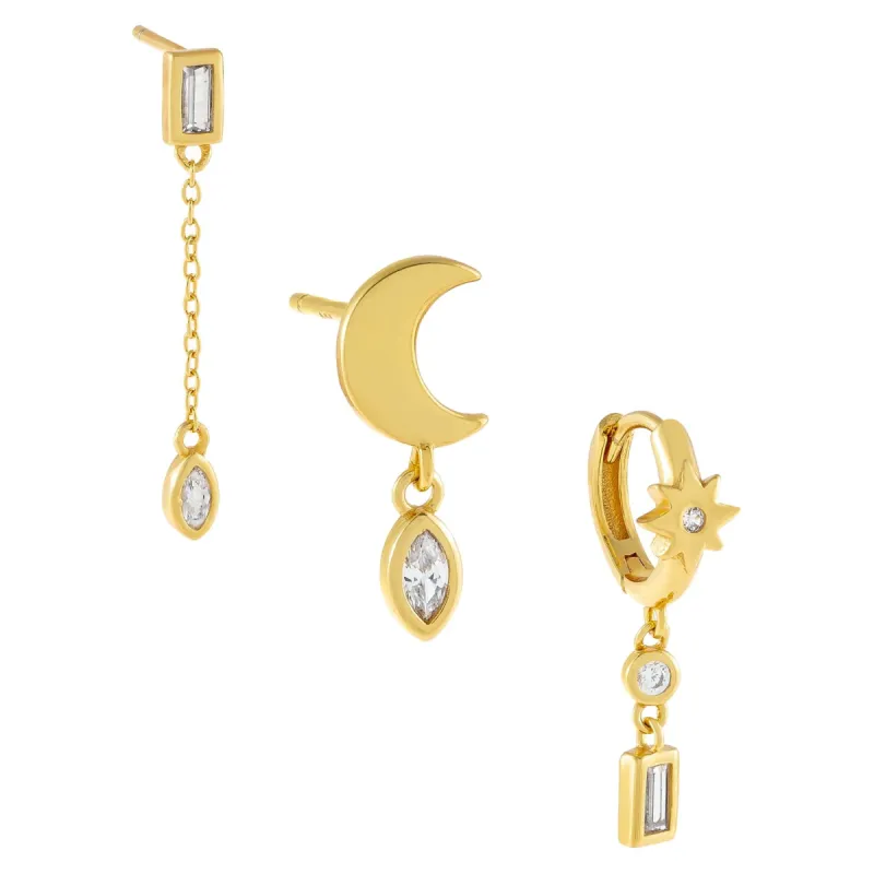 CZ Multi Stone Celestial Earring Combo Set sold by Adina Eden's