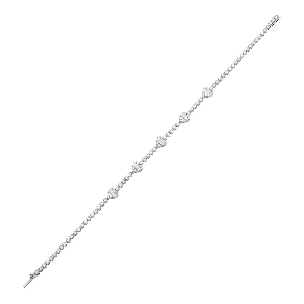 Heart x Round Diamond Tennis Bracelet 14K sold by Adina Eden's product image thumbnail 4