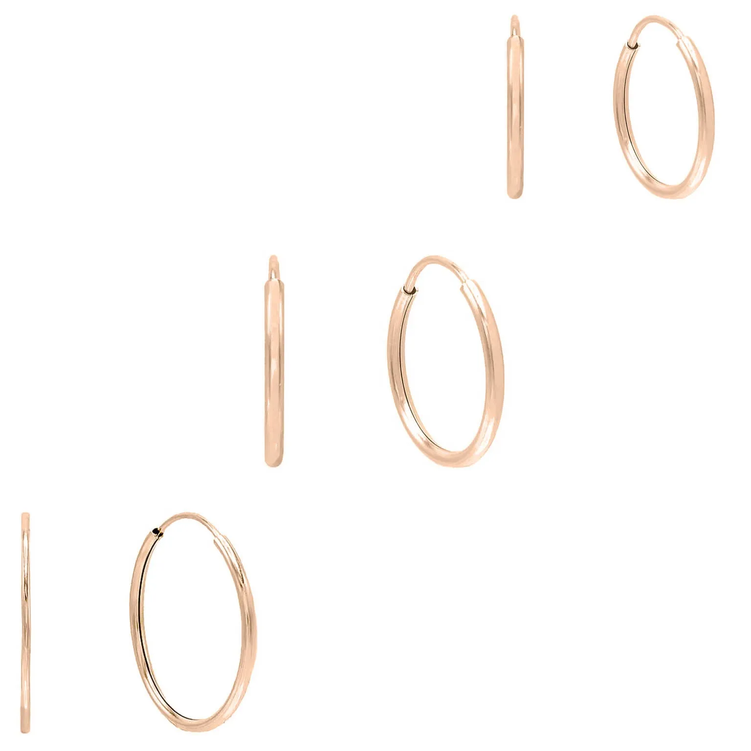 Solid Hoop Earring Combo Set 14K sold by Adina Eden's product image thumbnail 4