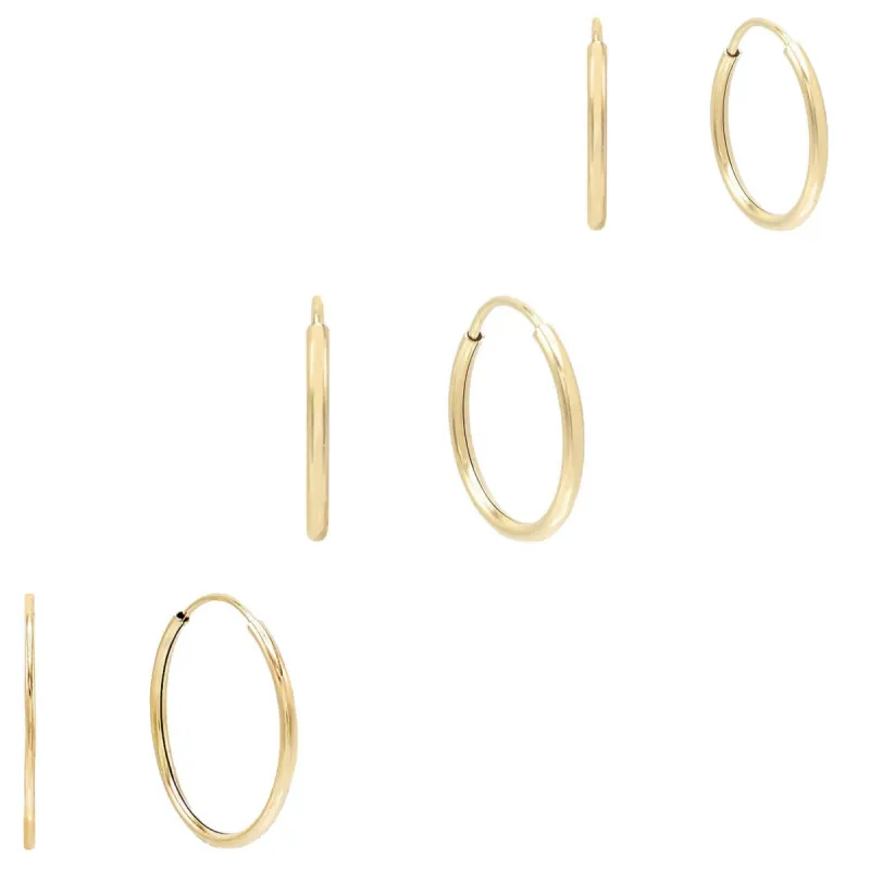 Solid Hoop Earring Combo Set 14K sold by Adina Eden's