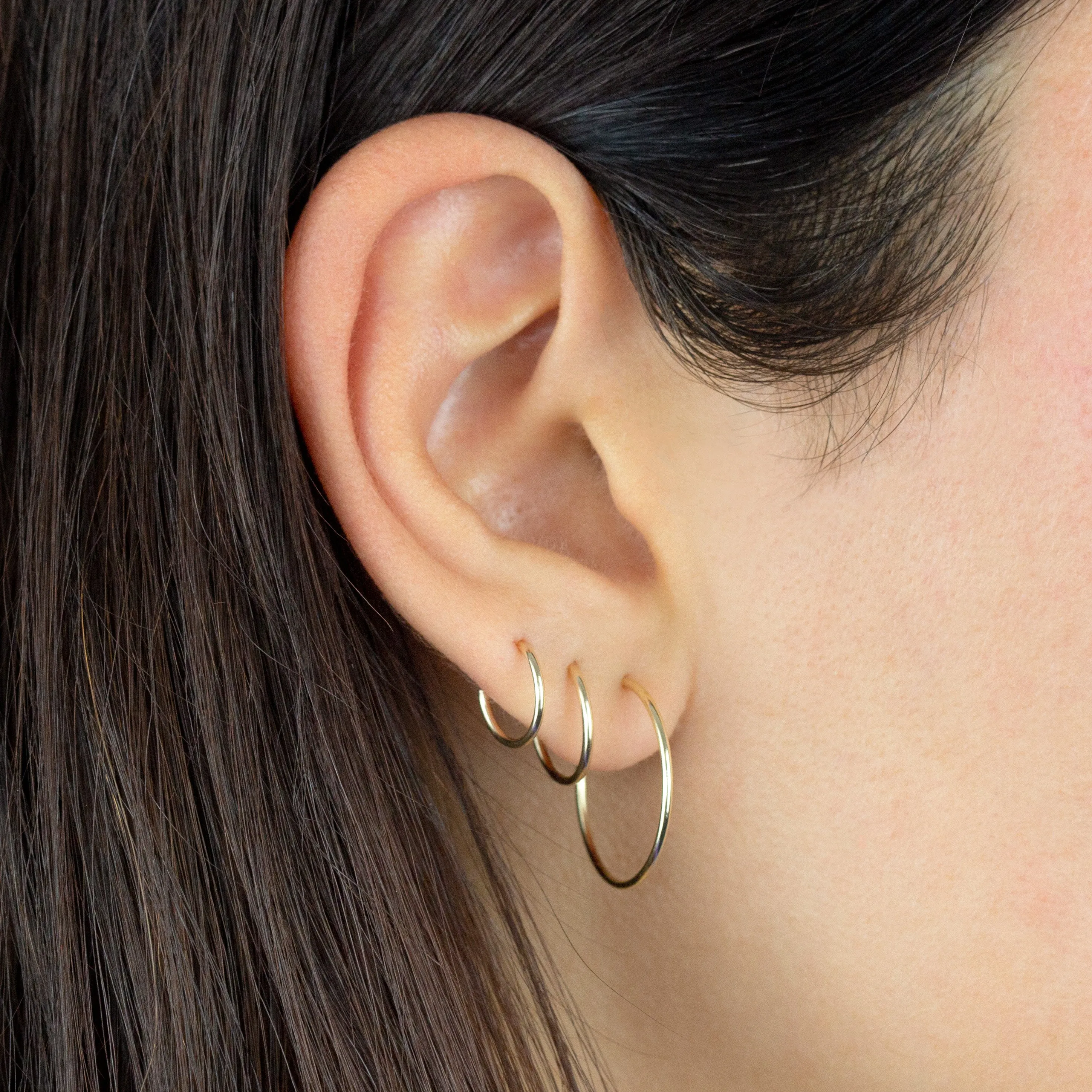 Solid Hoop Earring Combo Set 14K sold by Adina Eden's product image thumbnail 2