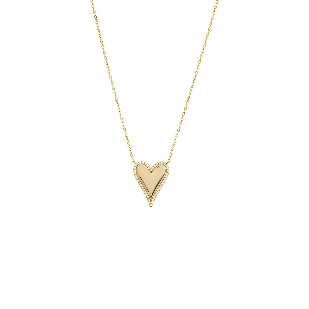 Pave Outlined Elongated Heart Necklace sold by Adina Eden's