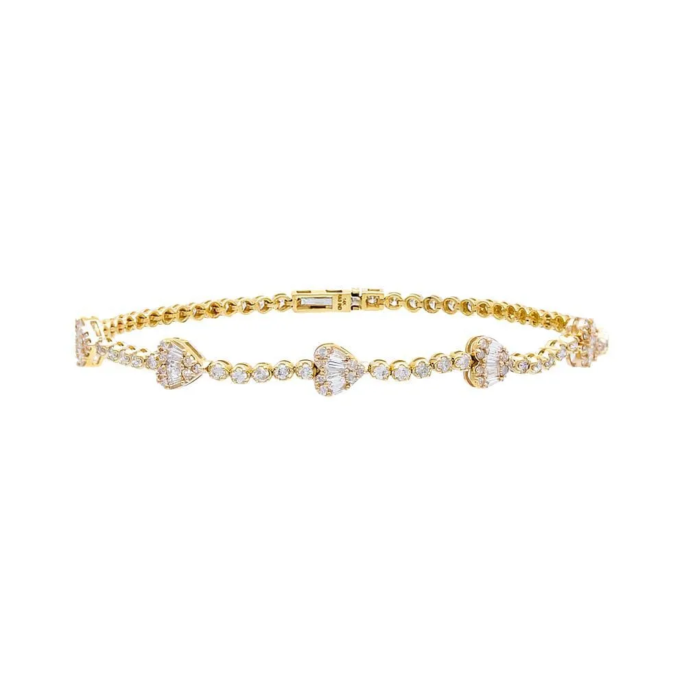Heart x Round Diamond Tennis Bracelet 14K sold by Adina Eden's product image thumbnail 3