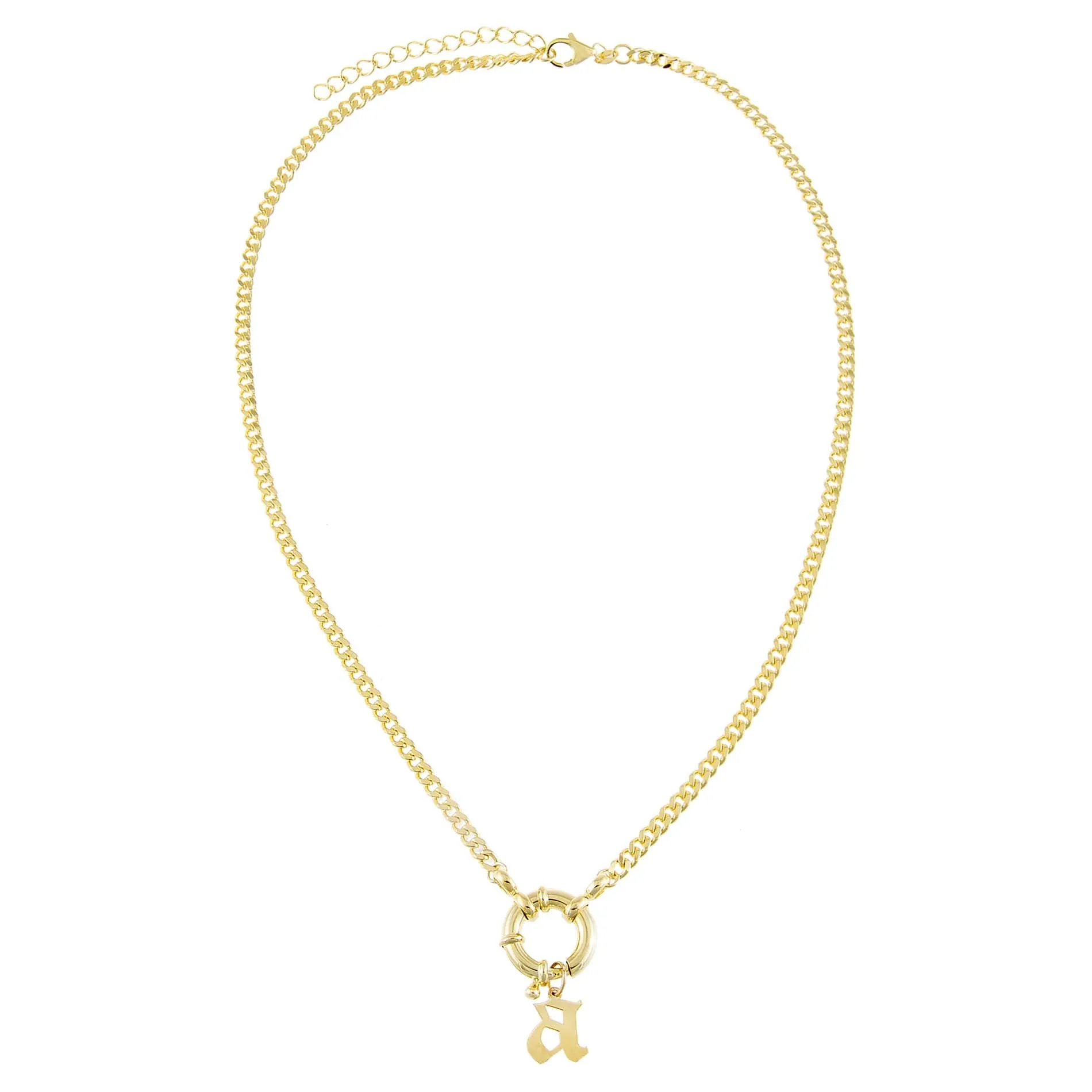 Gothic Initial Toggle Cuban Necklace sold by Adina Eden's product image thumbnail 3