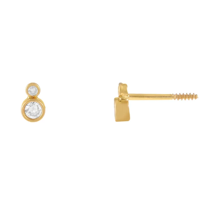 CZ Double Bezel Stud Earring 14K sold by Adina Eden's