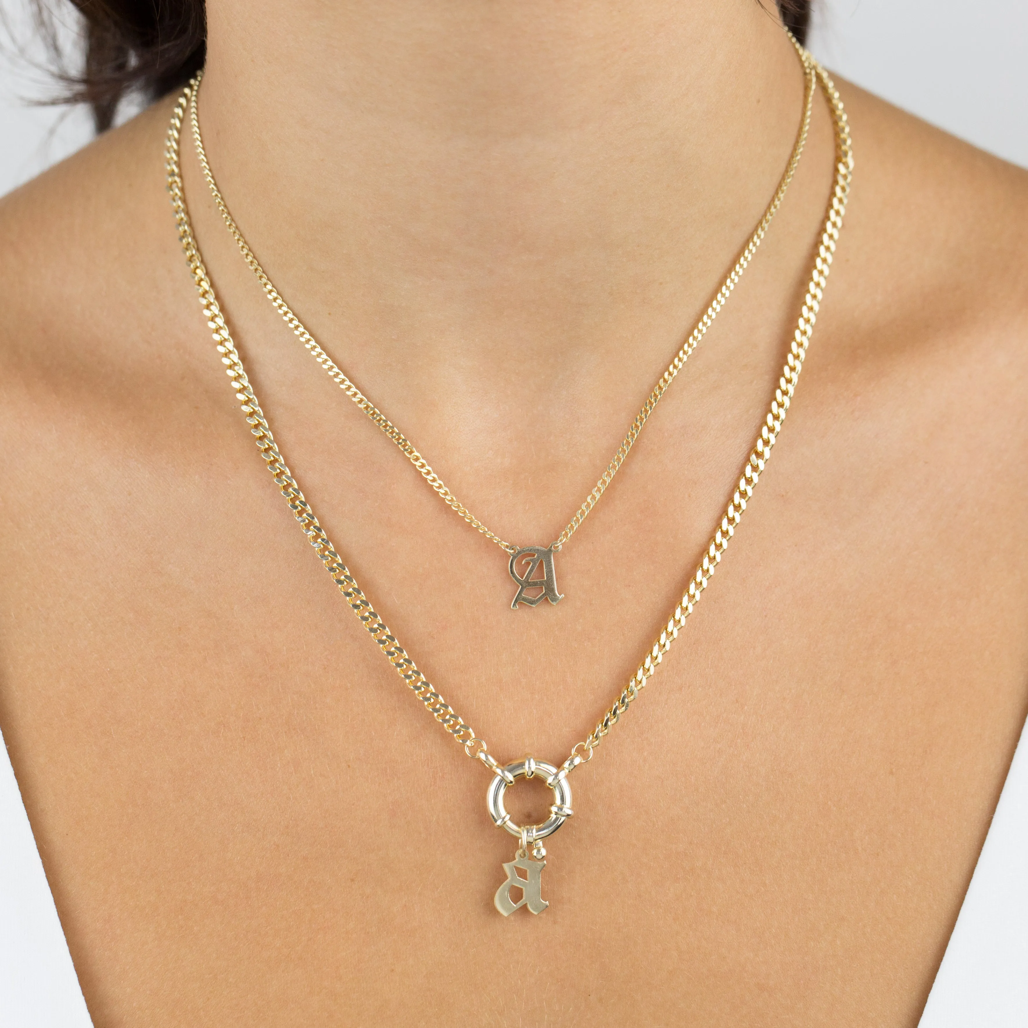 Gothic Initial Toggle Cuban Necklace sold by Adina Eden's product image thumbnail 2