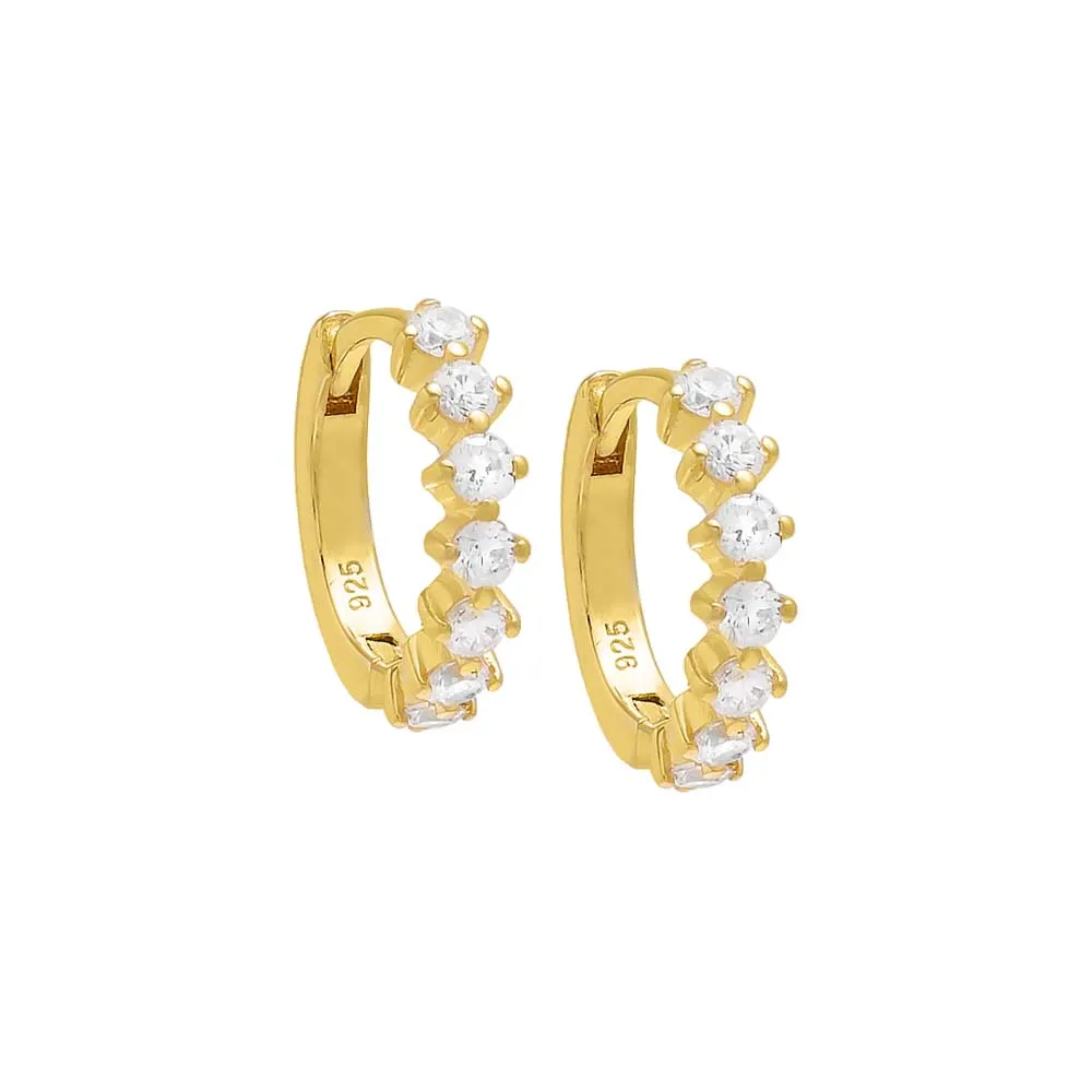 Colored Diagonal Embedded Huggie Earring sold by Adina Eden's