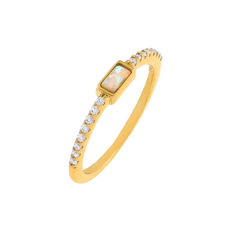 CZ Opal Baguette Ring sold by Adina Eden's
