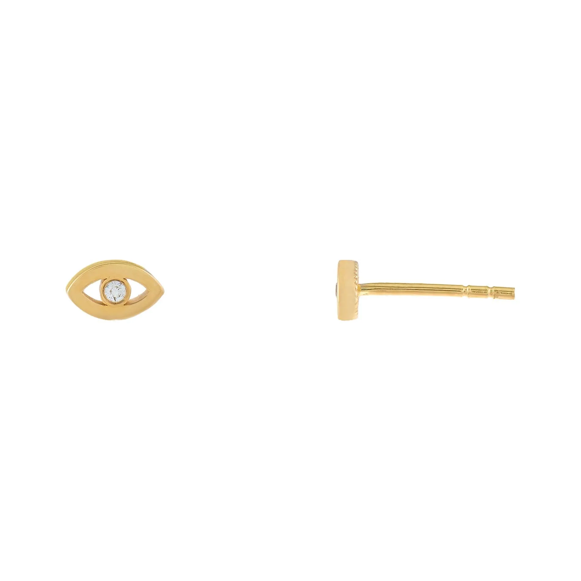 Diamond Bezel Evil Eye Stud Earring 14K sold by Adina Eden's