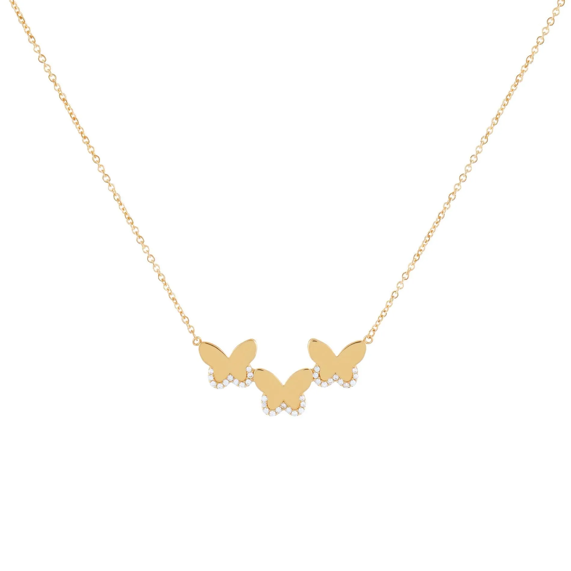 CZ Triple Butterfly Necklace 14K sold by Adina Eden's