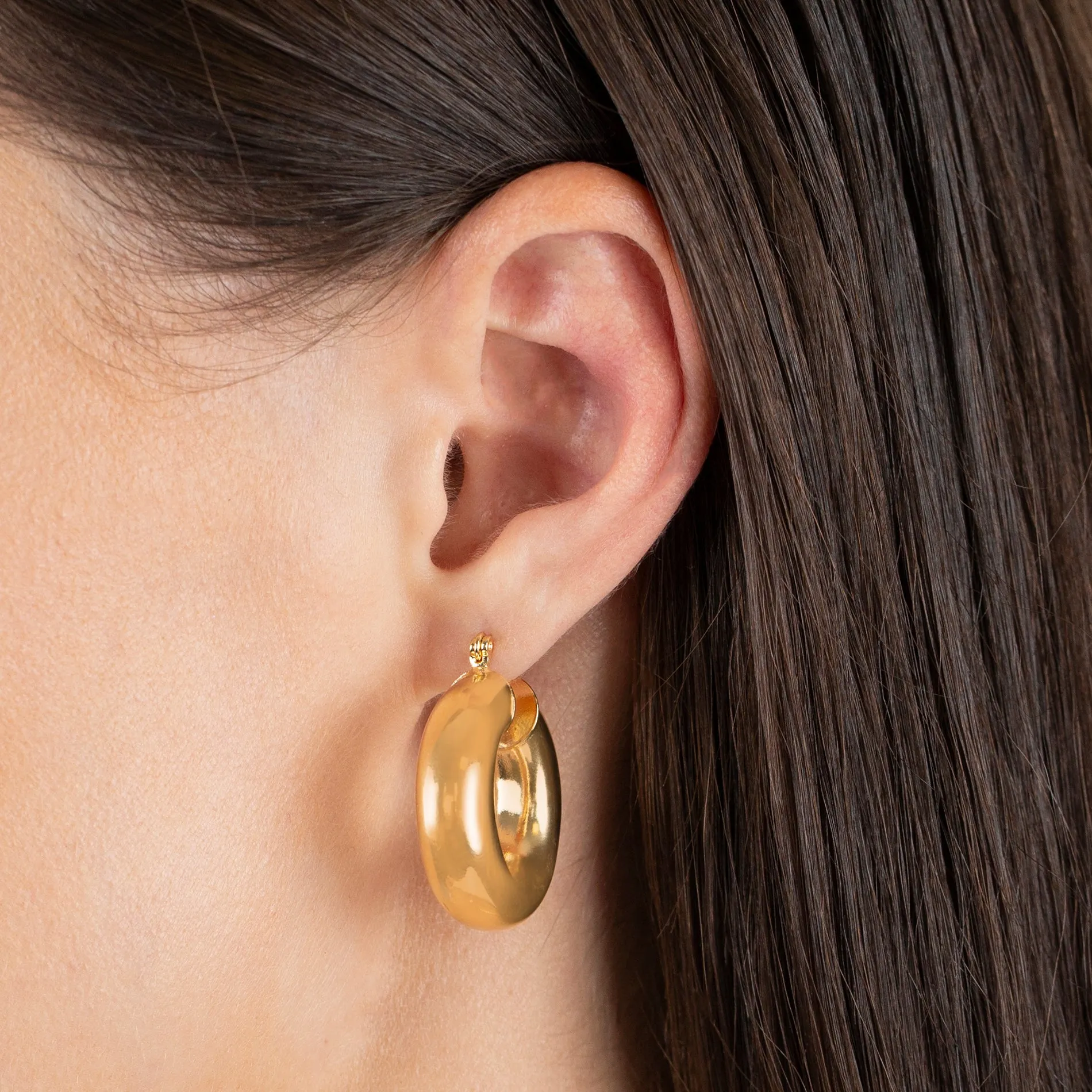 Hollow Thick Hoop Earring sold by Adina Eden's product image thumbnail 2