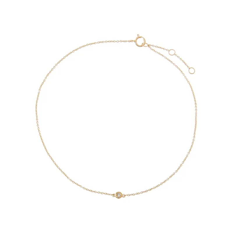 Diamond Solitaire Bezel Anklet 14K sold by Adina Eden's