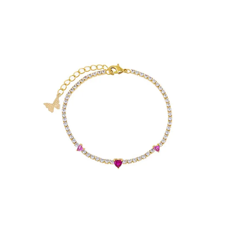 Colored Graduated Heart Tennis Bracelet sold by Adina Eden's