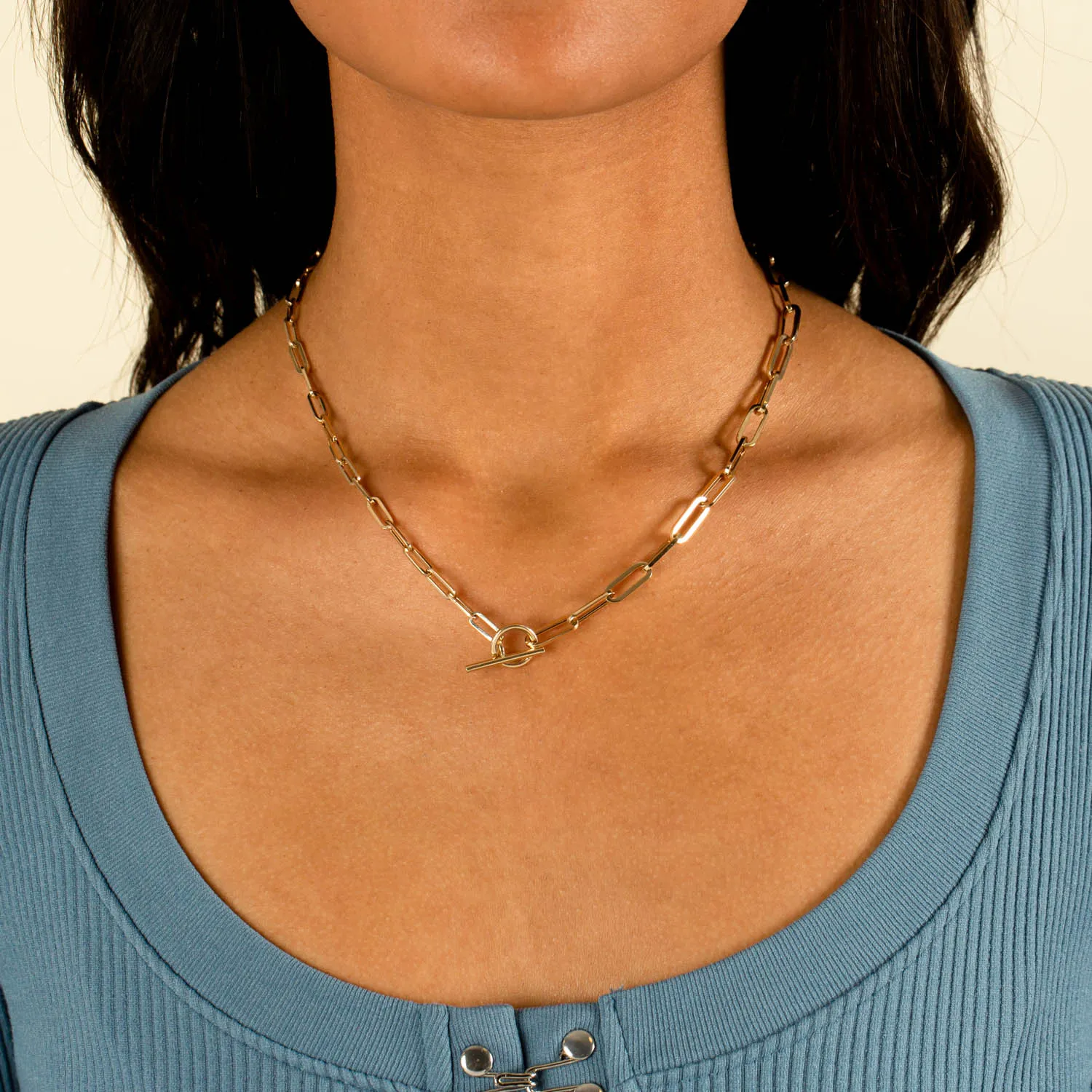 Toggle Paperclip Chain Necklace 14K sold by Adina Eden's product image thumbnail 2